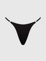 Krystal Satin G-String Rhinestone Fringes On Back Black