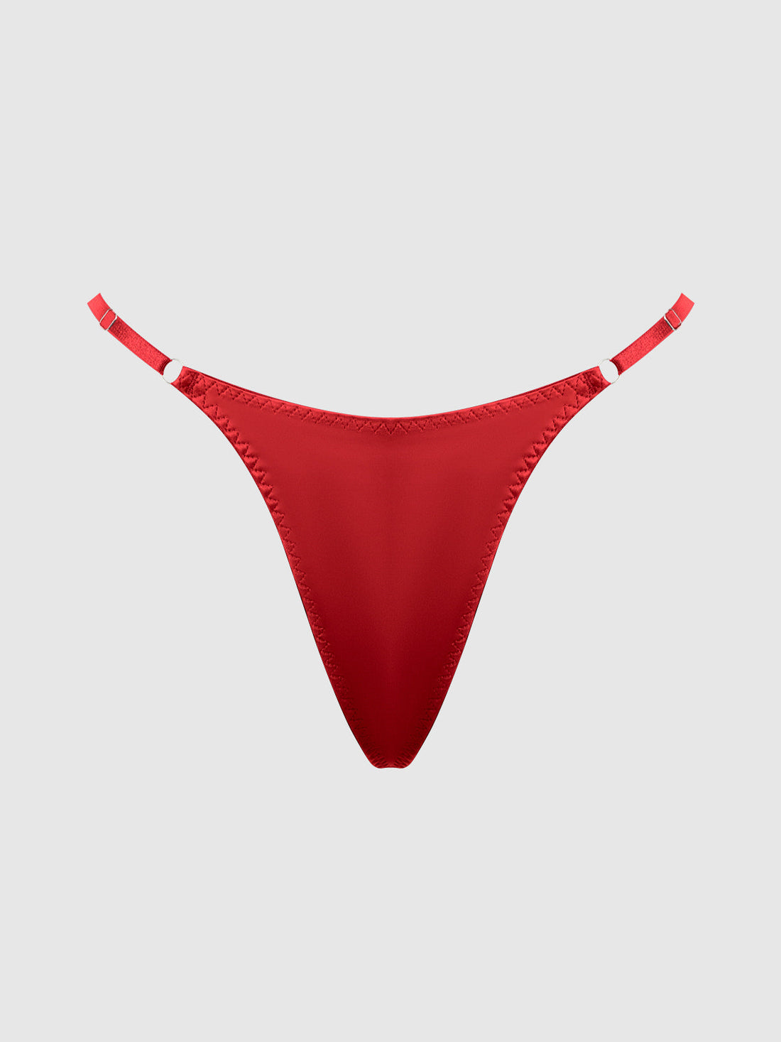 Krystal Satin G-String Rhinestone Fringes On Back Red