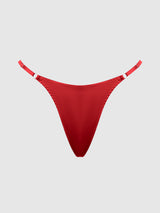 Krystal Satin G-String Rhinestone Fringes On Back Red