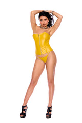 Elegant Moments Leather G String Thong Yellow
