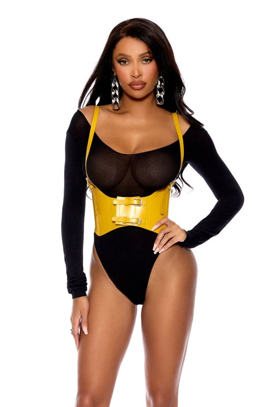 Elegant Moments Leather Harness w/ Adjustable Buckle Straps Yellow