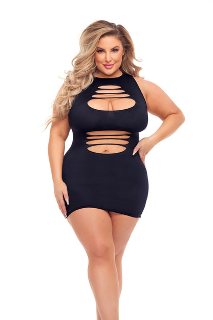 Pink Lipstick Queen Can't Commit Shredded Dress (Fits up to 3X) Black