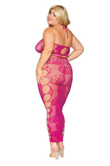 Dreamgirl Bralette and Long Skirt - Queen Size - Beet Pink