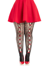 "Plus Sweetheart Striped Tights Black Red LA-9733XBRD1X2"