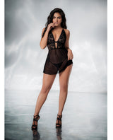Mapale Lace & Mesh Babydoll & G-String Black-Rebel Romance
