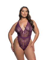 Roma Confidential Lace Unhook Me Teddy Purple