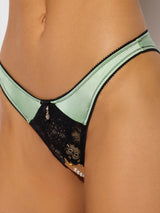 House of Desire Lara Liquid Lace & Satin Pearl Crotchless Hipster Bikini