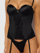 House of Desire Lara Liquid Satin & Lace Strapless Corset Set