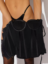 House of Desire Lara Liquid Satin & Lace Strapless Corset Set