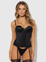 House of Desire Lara Liquid Satin & Lace Strapless Corset Set