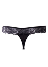 Lauren Cutout Thong Panty: Black luxurious lace thong with exquisite floral details.