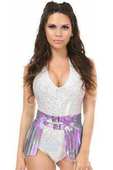 Daisy Corsets Lavender Hologram Fringe Mini Skirt