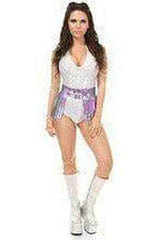 Daisy Corsets Lavender Hologram Fringe Mini Skirt