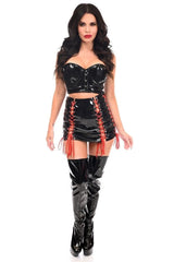 Lavish 2 PC Black Patent Bustier & Lace - Up Skirt Set - Daisy Corsets