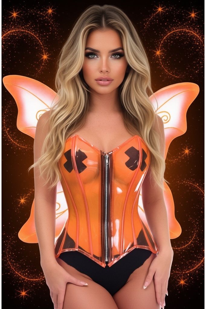 Daisy Corsets Lavish 2 PC Clear Orange Pixie Fairy Corset Costume