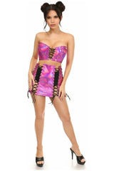 Daisy Corsets Lavish 2 PC Fuchsia Holo Bustier & Skirt Set