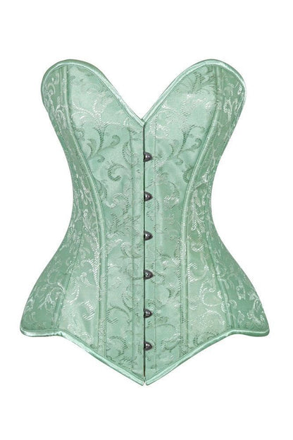 Lavish 2 PC Mint Green Brocade Corset & Black Lace Skirt Set - Daisy Corsets