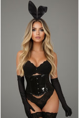 Daisy Corsets Lavish 4 PC Black PVC Bunny Corset Costume