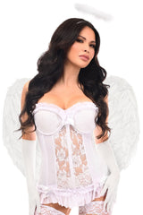 Lavish 4 PC White Angel Bustier Corset Costume - Daisy Corsets