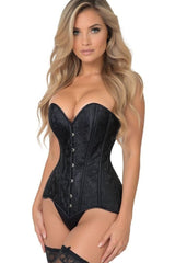 Daisy Corsets Lavish Black Brocade Overbust Corset W/Busk Closure