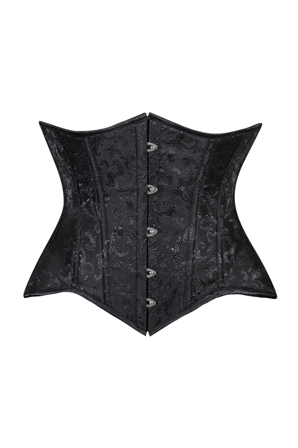 Daisy Corsets Lavish Black Brocade Waist Cincher Under Bust Corset w/Front Busk Closure