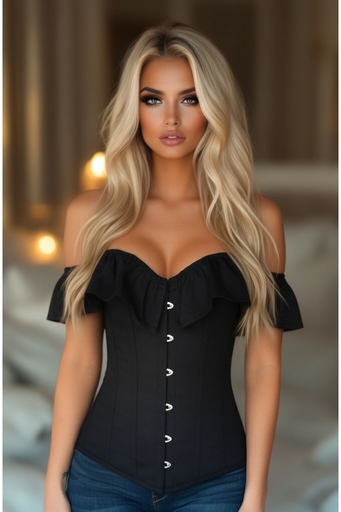 Daisy Corsets Lavish Black Cotton Off-The-Shoulder Corset