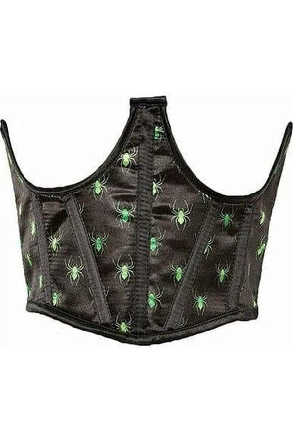 Daisy Corsets Lavish Black & Green Spiders Satin Open Cup Waist Cincher