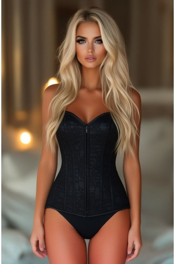 Daisy Corsets Lavish Black Lace Front Zipper Corset
