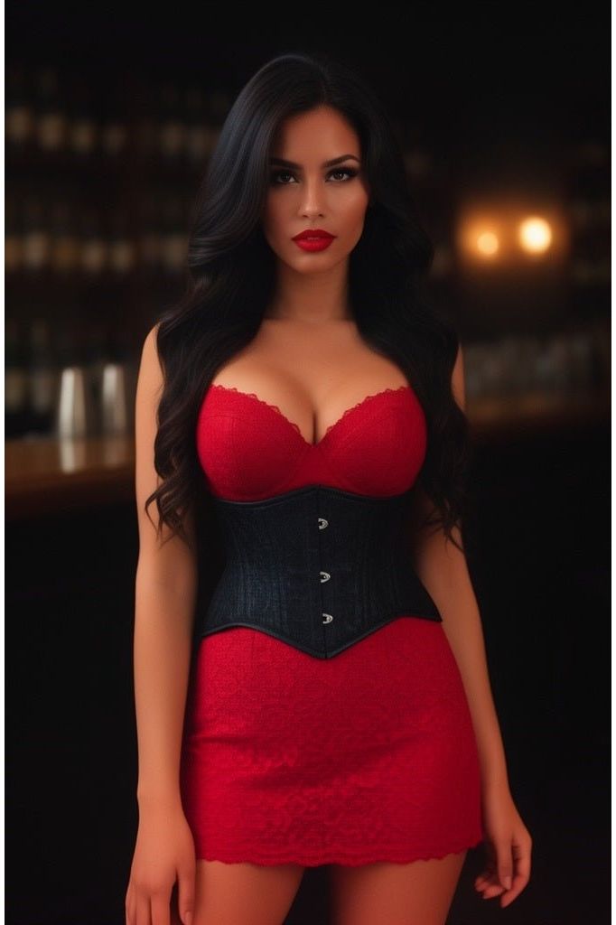 Daisy Corsets Lavish Black Lace Mini Cincher Underbust Corset Waist Cincher Busk Closure