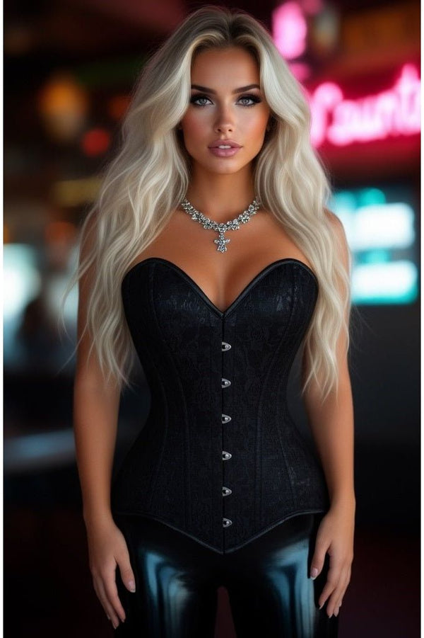 Daisy Corsets Lavish Black Lace Overbust Corset Sweetheart Neckline Busk Closure
