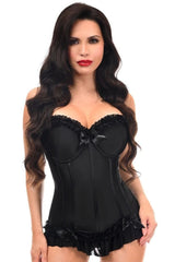 Lavish Black Lycra Hook & Eye Stretch Bustier Corset - Daisy Corsets