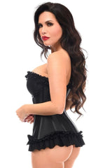 Lavish Black Lycra Hook & Eye Stretch Bustier Corset - Daisy Corsets