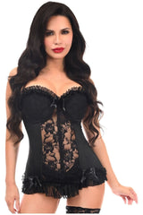 Daisy Corsets Lavish Black Lycra & Lace Hook & Eye Stretch Bustier Corset