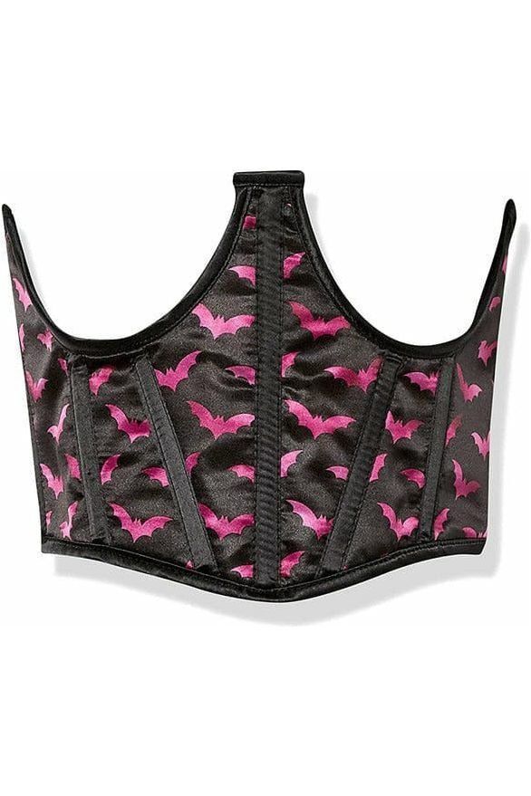 Daisy Corsets Lavish Black & Magenta Bats Satin Open Cup Waist Cincher