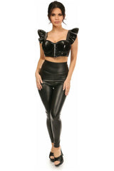 Daisy Corsets Lavish Black Patent Underwire Bustier Top w/Removable Ruffle Sleeves