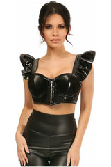 Daisy Corsets Lavish Black Patent Underwire Bustier Top w/Removable Ruffle Sleeves
