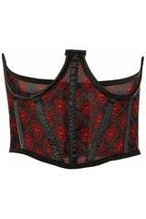 Daisy Corsets Lavish Black & Red Skull Mesh Open Cup Waist Cincher
