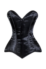 Daisy Corsets Lavish Black Satin Front Zipper Overbust Corset