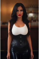 Daisy Corsets Lavish Black Satin Mini Cincher Underbust Corset Waist Cincher Busk Closure