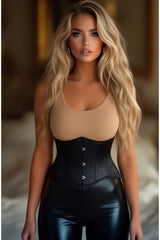 Daisy Corsets Lavish Black Satin Mini Cincher Underbust Corset Waist Cincher Busk Closure