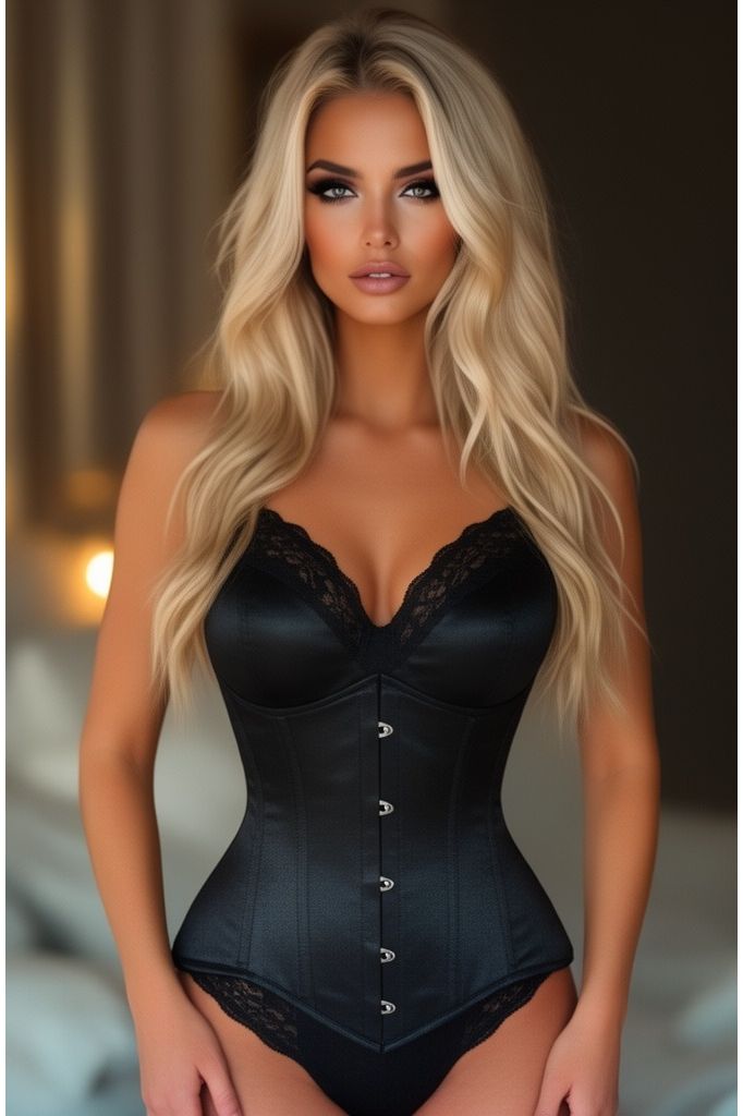 Daisy Corsets Lavish Black Satin Underbust Corset Waist Cincher Busk Closure