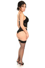 Daisy Lavish Black Sheer Lace Underwire Waist Cincher Corset