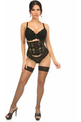 Lavish Black Sheer Lace Waist Cincher Corset - Daisy Corsets