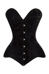 Daisy Corsets Lavish Black Velvet Overbust Corset Sweetheart Neckline Busk Closure