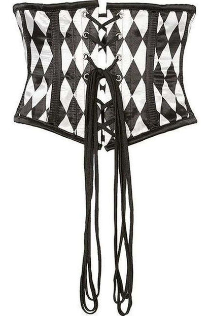 Lavish Black & White Diamond Waist Cincher Corset - Daisy Corsets