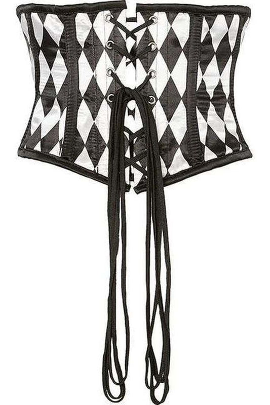 Lavish Black & White Diamond Waist Cincher Corset - Daisy Corsets