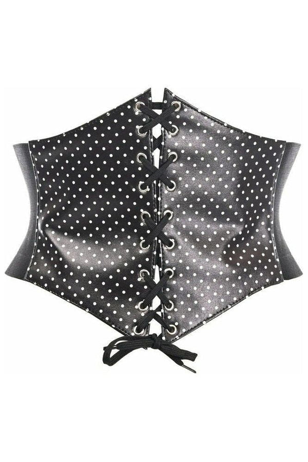 Daisy Corsets Lavish Black & White Polka Dot Lace-Up Corset Belt Cincher