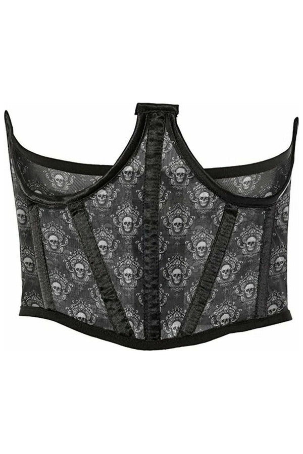 Daisy Corsets Lavish Black & White Skull Mesh Open Cup Waist Cincher