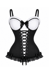 Daisy Corsets Lavish Black & White Stretch Lycra Bustier Corset with Underwire Cups