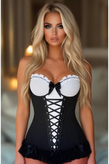 Daisy Corsets Lavish Black & White Stretch Lycra Bustier Corset with Underwire Cups